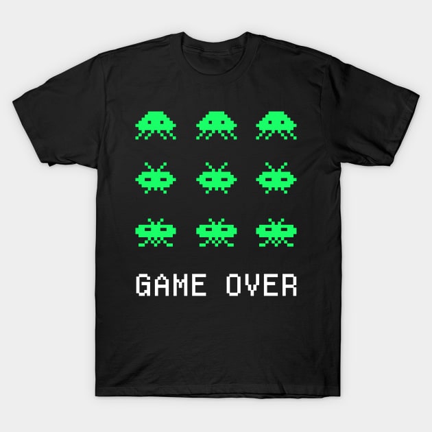 Game Over - Retro Arcade Gaming Pixel Art T-Shirt by MeatMan